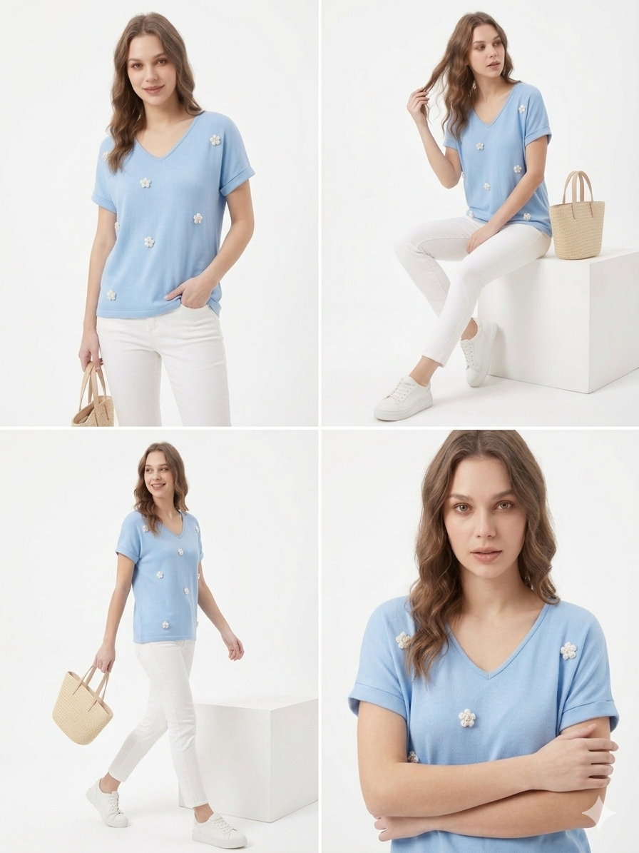 84680 ITALY ÇİÇEKLİ T-SHIRT