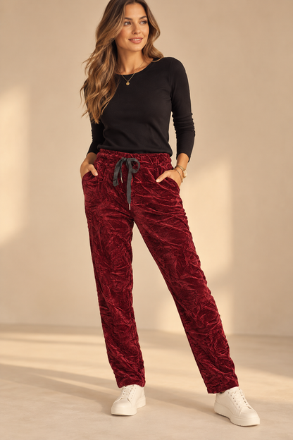 93194 İTALYAN KADİFE YUMUŞAK DOKULU PANTOLON BORDO