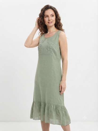 93972 ITALY KETEN SIFIRKOL ELBİSE
