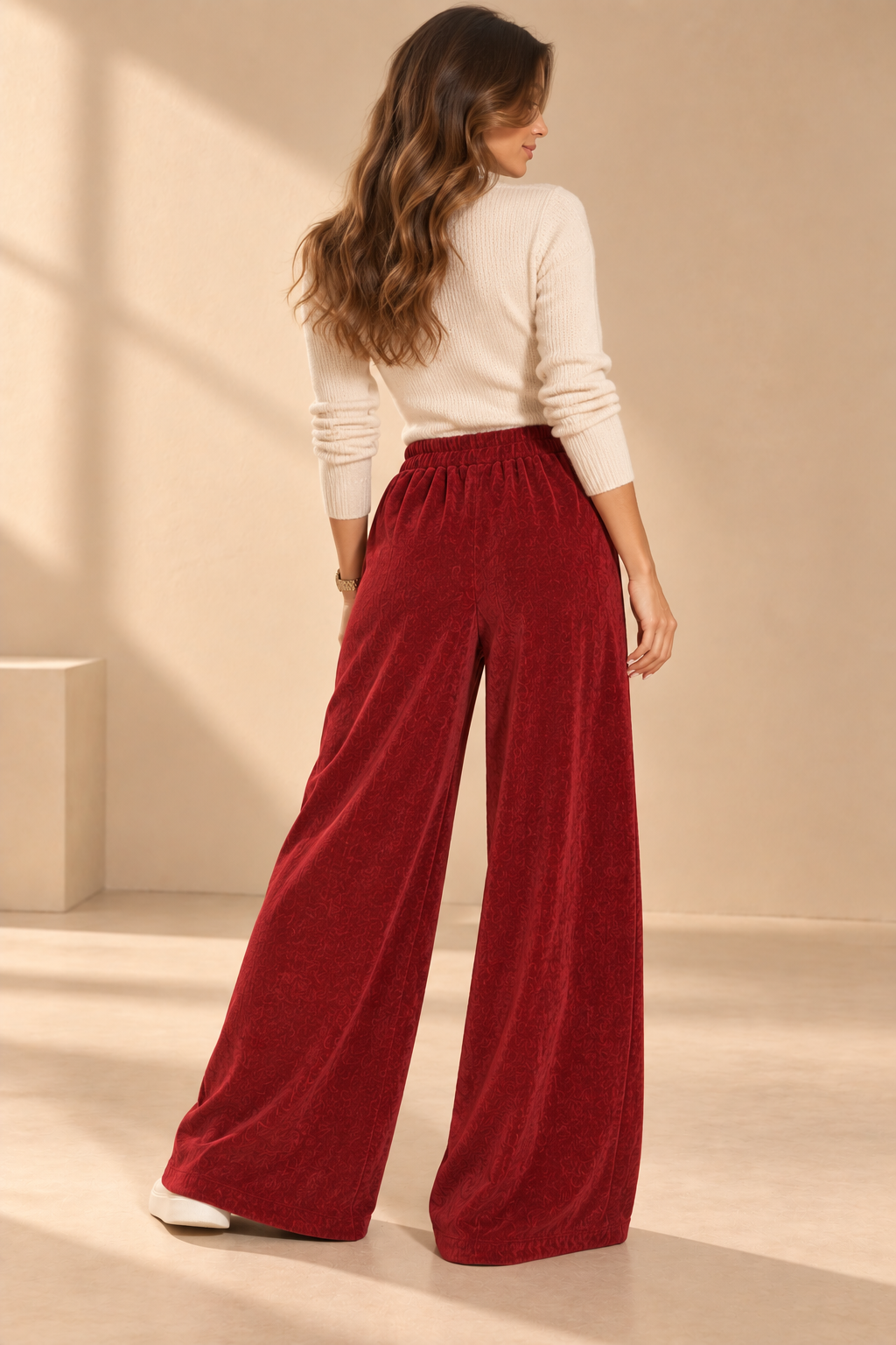 92814 İTALYAN YUMUŞAK DOKULU SALAŞ KADİFE PANTOLON BORDO