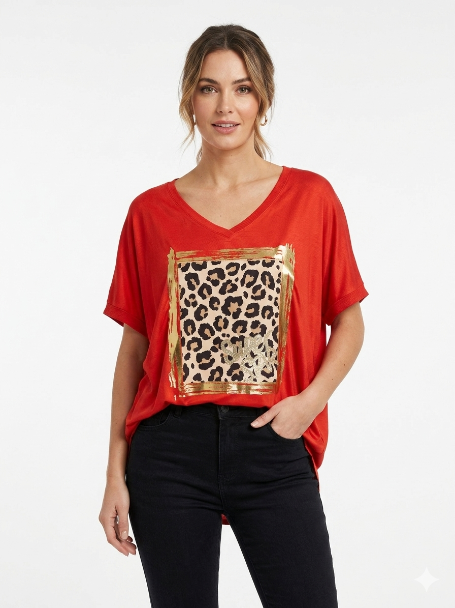 85526 ITALY LEOPAR DESEN T-SHIRT