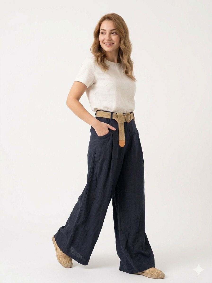 93236 ITALY KETEN PANTOLON LACİVERT