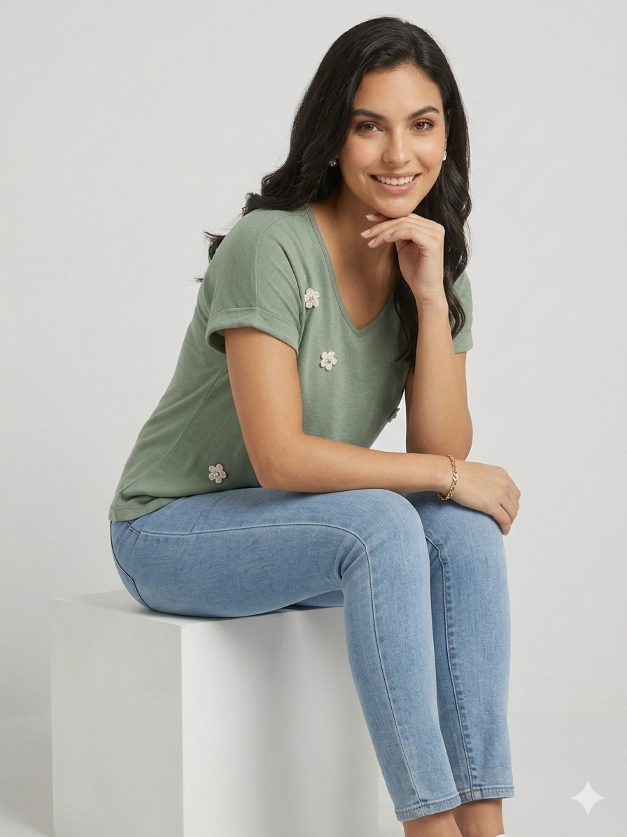 84680 ITALY ÇİÇEKLİ T-SHIRT