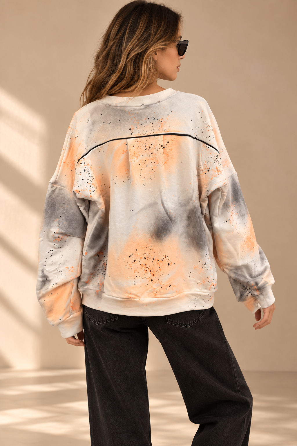 91756 KURUKAFA DESENLİ OVERSİZE SWEATSHIRT