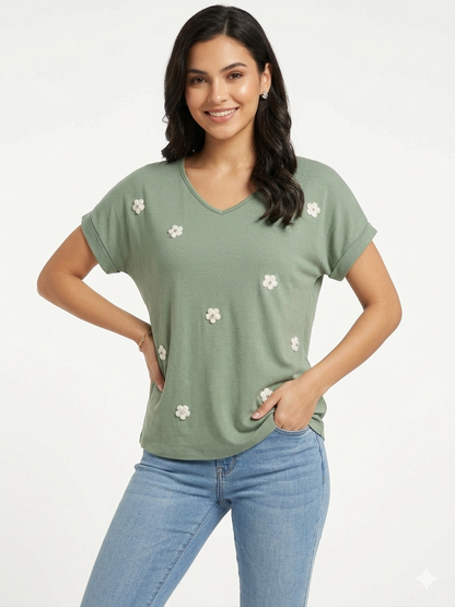 84680 ITALY ÇİÇEKLİ T-SHIRT
