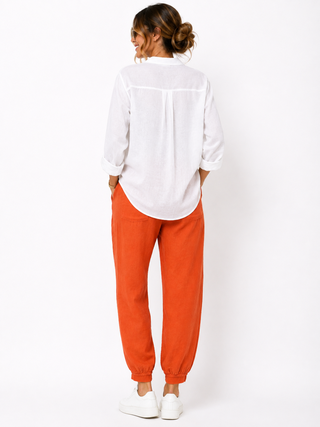 93798 ITALY KETEN RAHAT PANTOLON TURUNCU