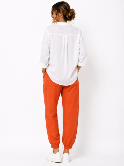 93798 ITALY KETEN RAHAT PANTOLON TURUNCU