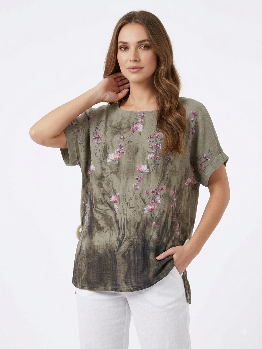 90186 BÜYÜK BEDEN T-SHIRT VİZON
