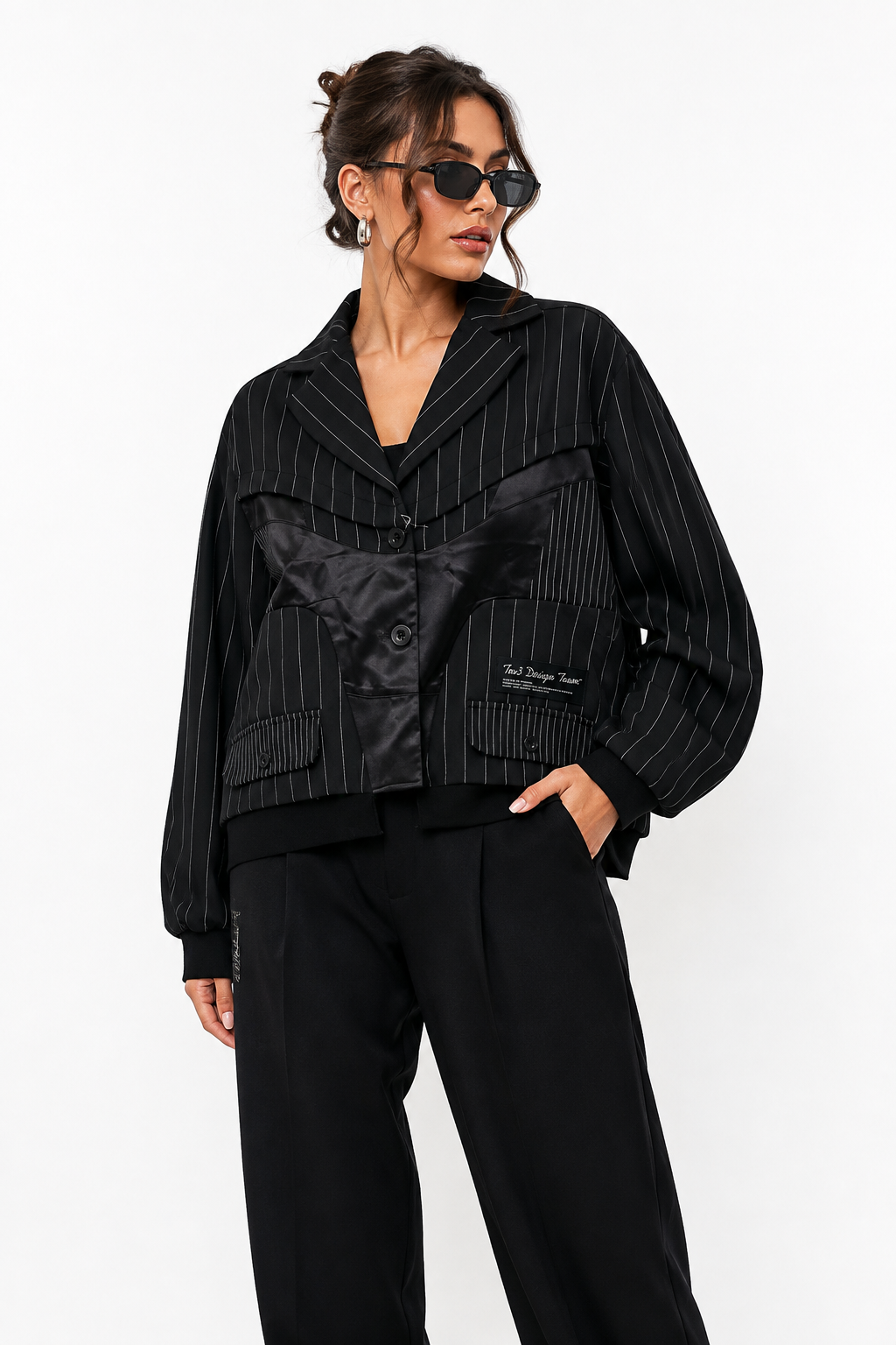 94535 SİYAH BOMBER CEKET ÇİZGİLİ