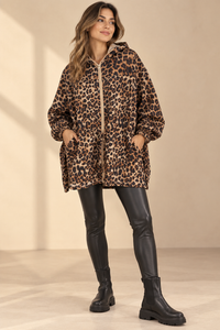 İTALYAN LEOPAR DESEN YAĞMURLUK KAHVERENGİ