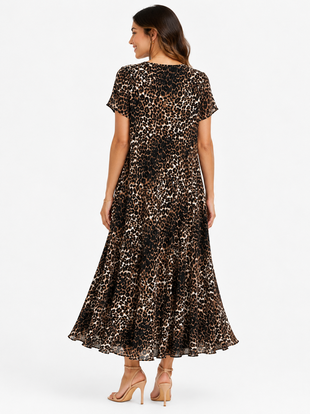 93873 RENKLİ ELBİSELER LEOPAR DESEN