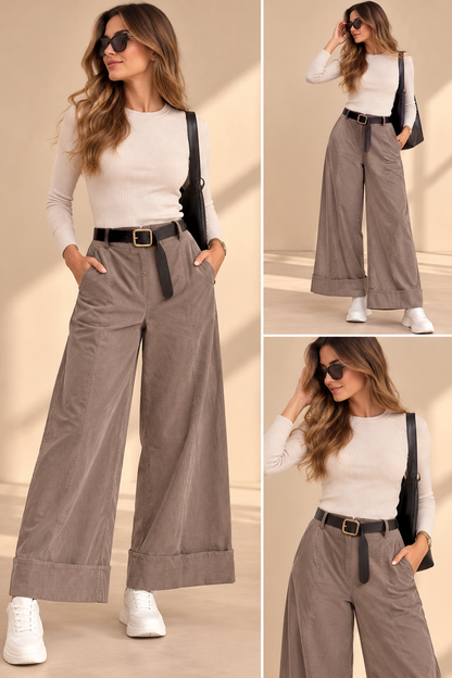 93101 İTALYAN KADİFE KALIN PAÇA PANTOLON VİZON