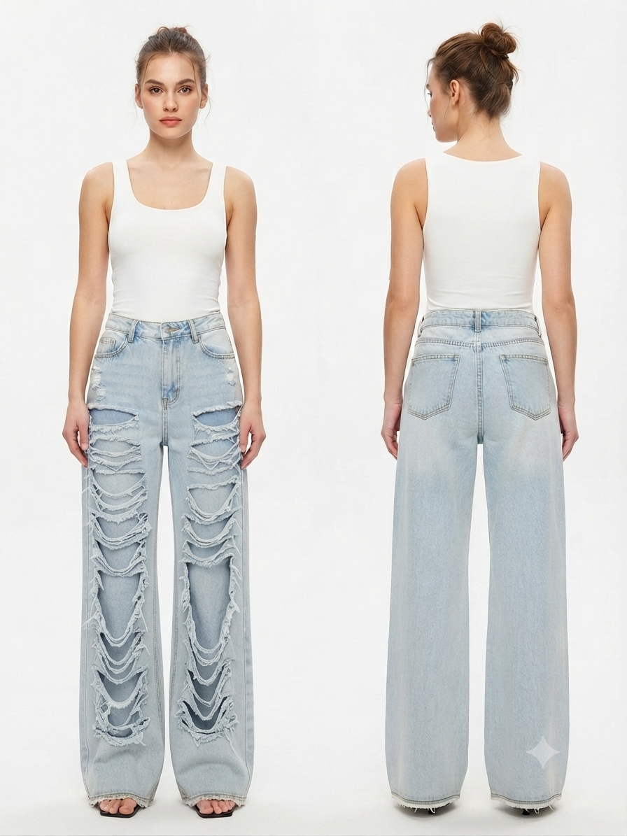 92364 YIRTMAÇLI KOT PANTOLON MAVİ