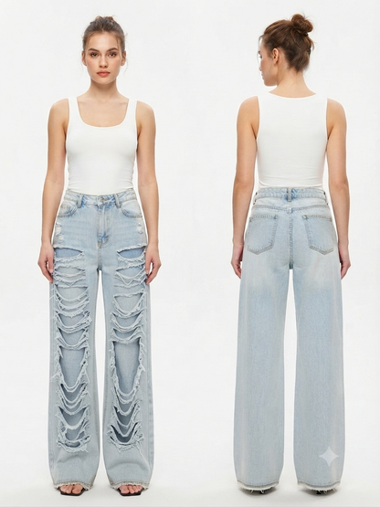 92364 YIRTMAÇLI KOT PANTOLON MAVİ