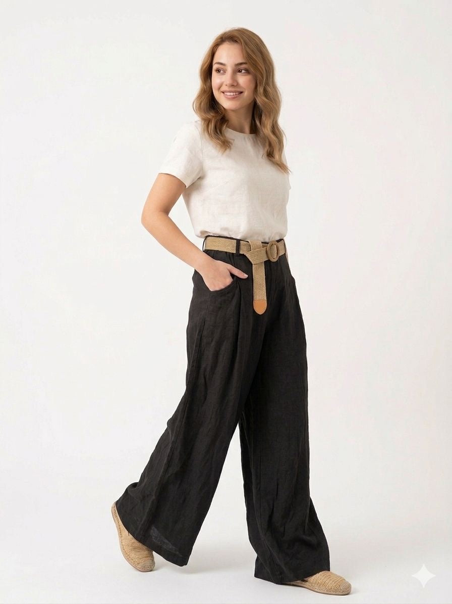 93236 ITALY KETEN PANTOLON SİYAH