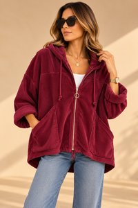 392567 İTALYAN FİTİLLİ KADİFE CEKET BORDO