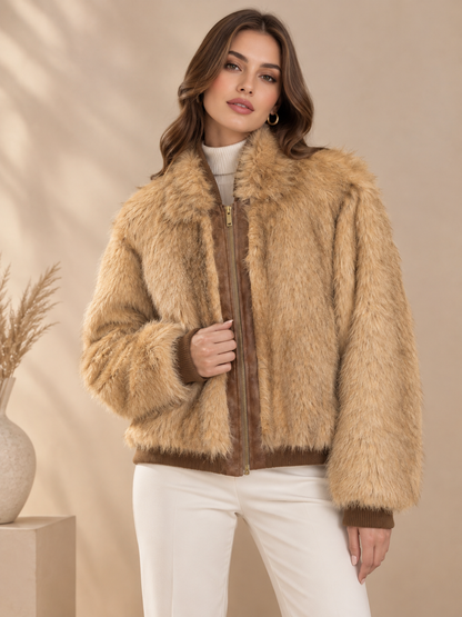 D99891 İTALYAN CAMEL FERMUARLI KÜRK