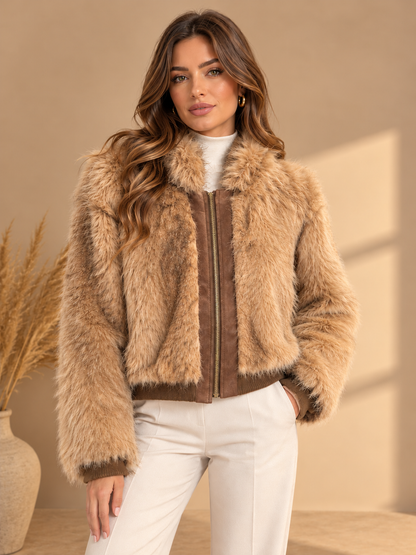 D99891 İTALYAN CAMEL FERMUARLI KÜRK