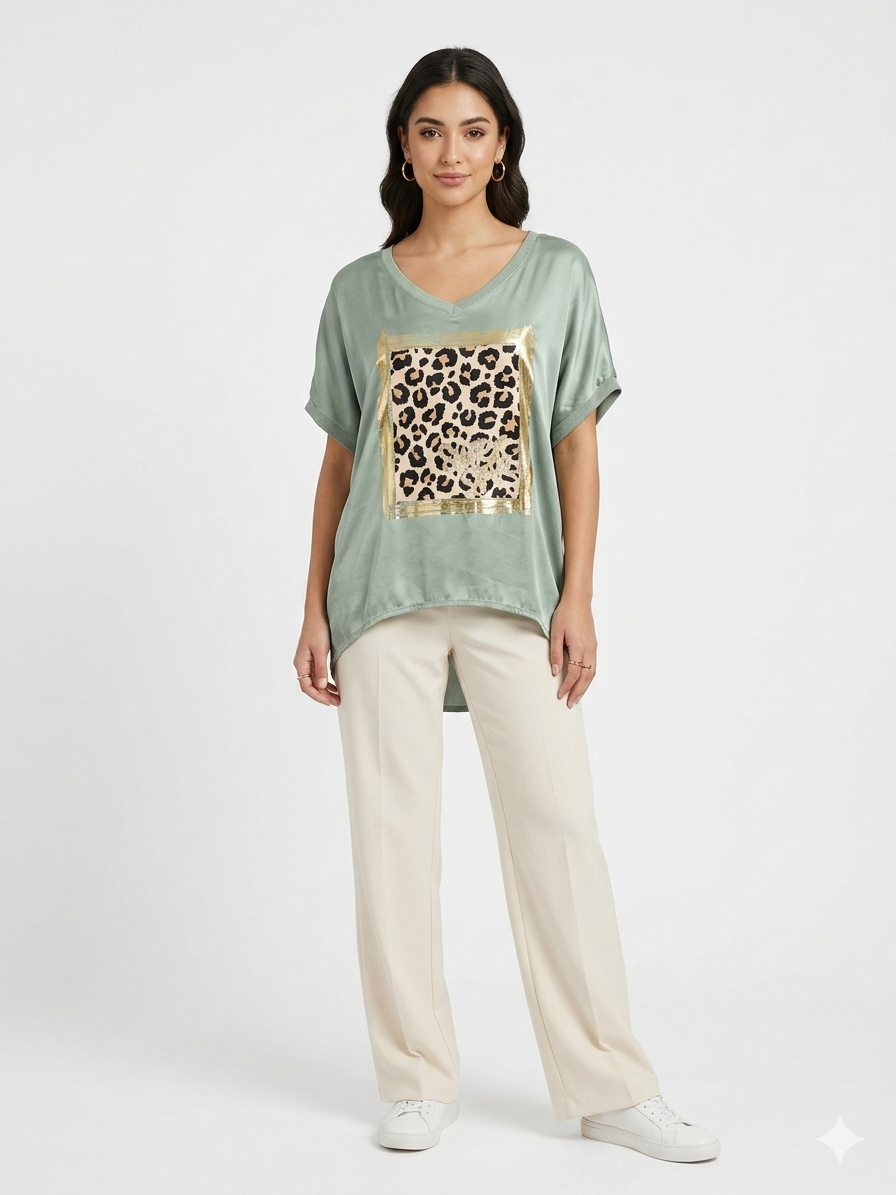 85526 ITALY LEOPAR DESEN T-SHIRT