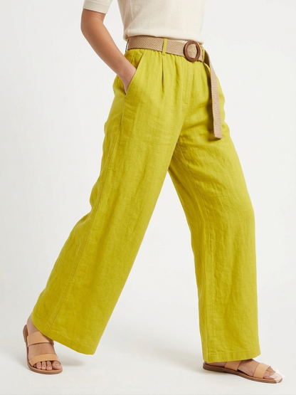 93989 ITALY HASIR KEMERLİ KETEN PANTOLON