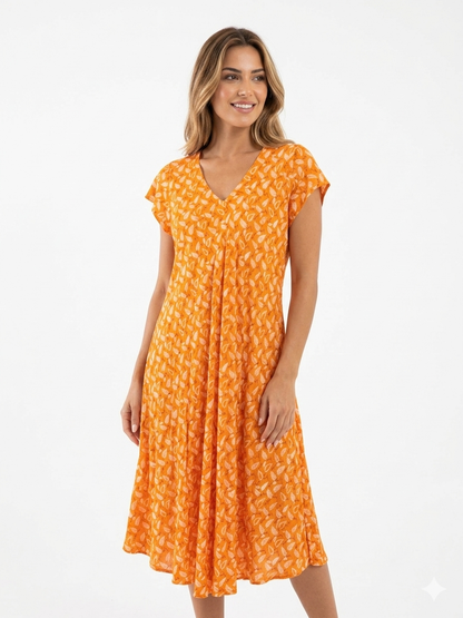 80385 YAPTAK DESEN KISA ELBİSE