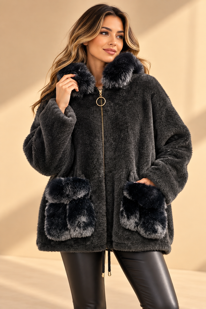 2874995 İTALYAN ANGORA HIRKA SİYAH
