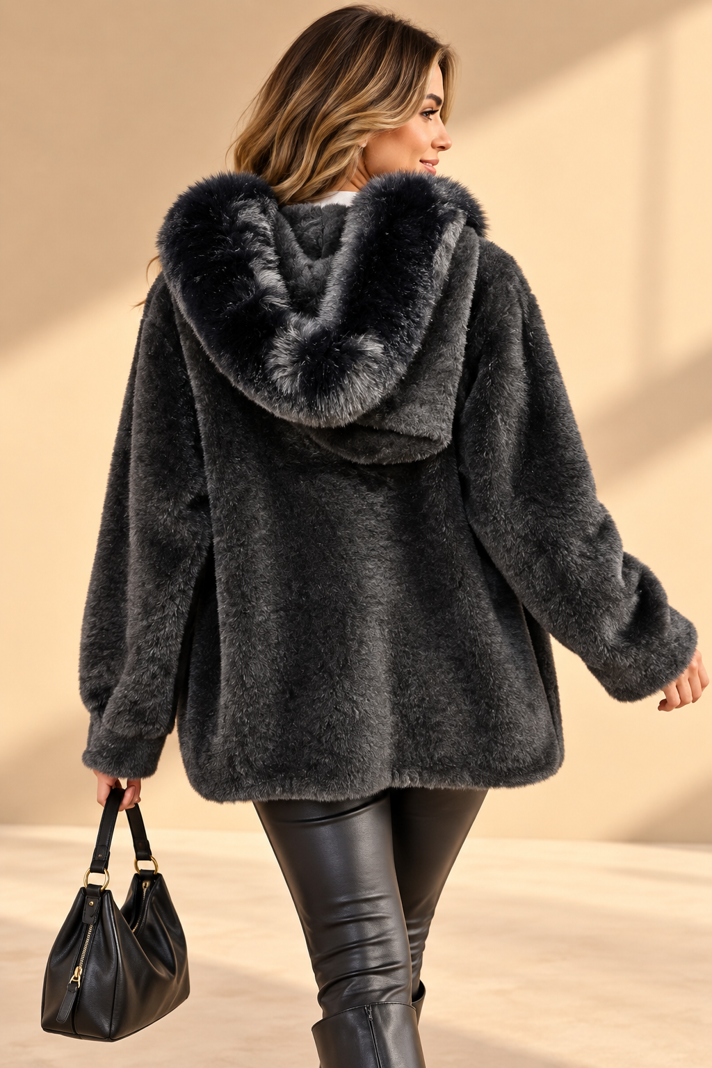2874995 İTALYAN ANGORA HIRKA SİYAH