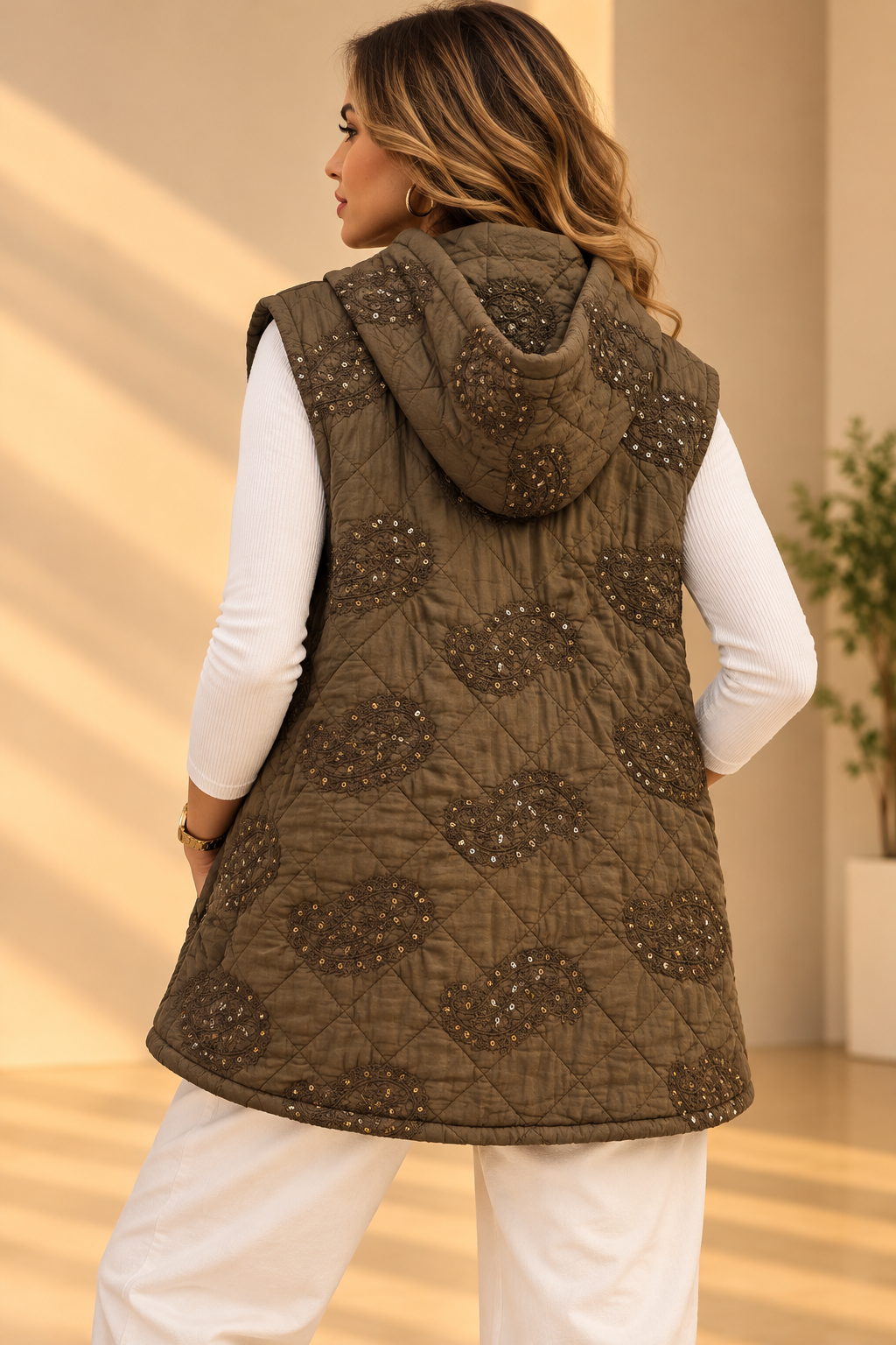 7238463 İTALYAN KAPİTONE PULLU YELEK KAHVERENGİ