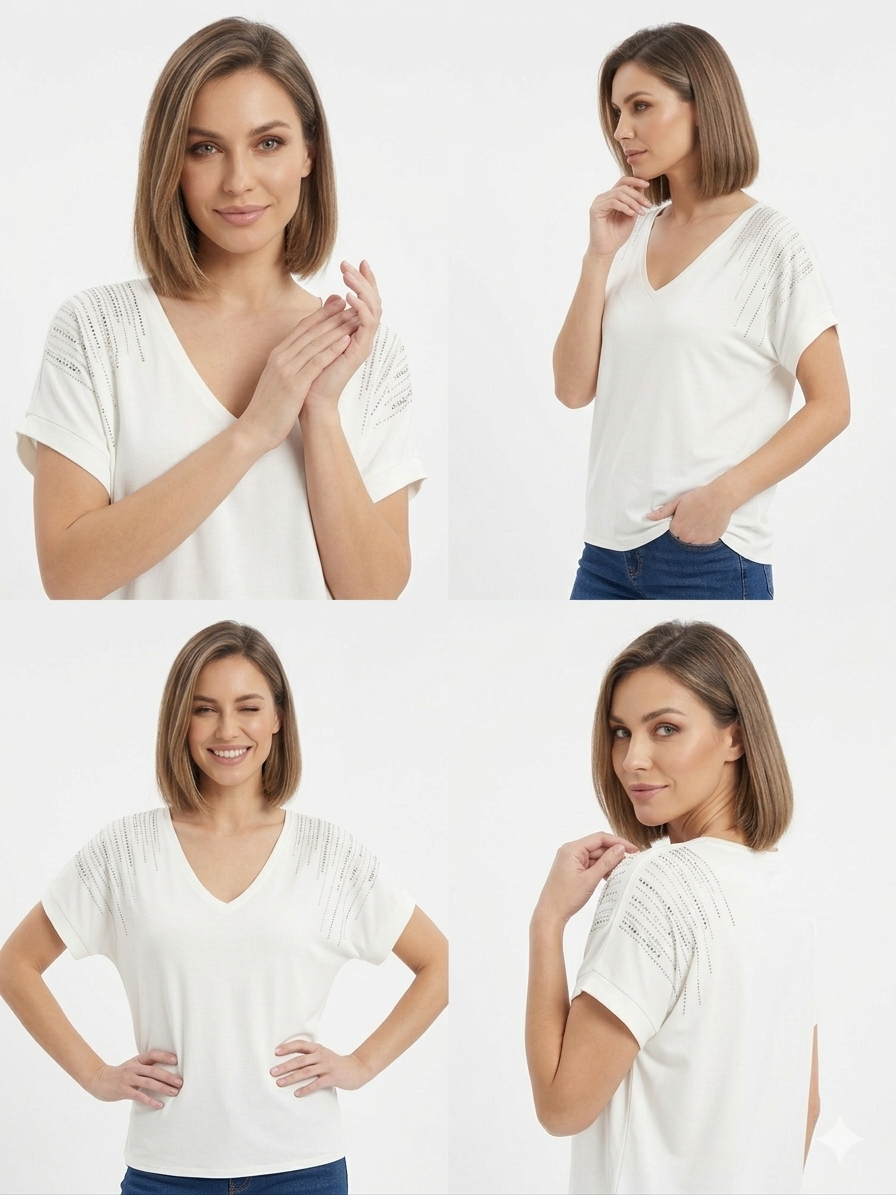 84956 ITALY TAŞLI T-SHIRT BEYAZ