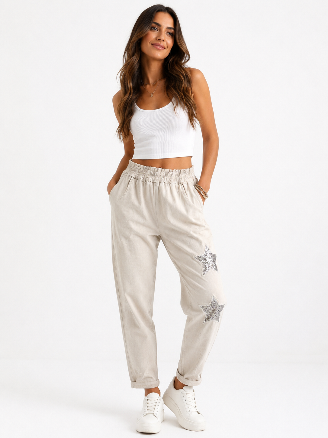 93729 ITALY LİKRALI RAHAT KESİM PANTOLON BEJ