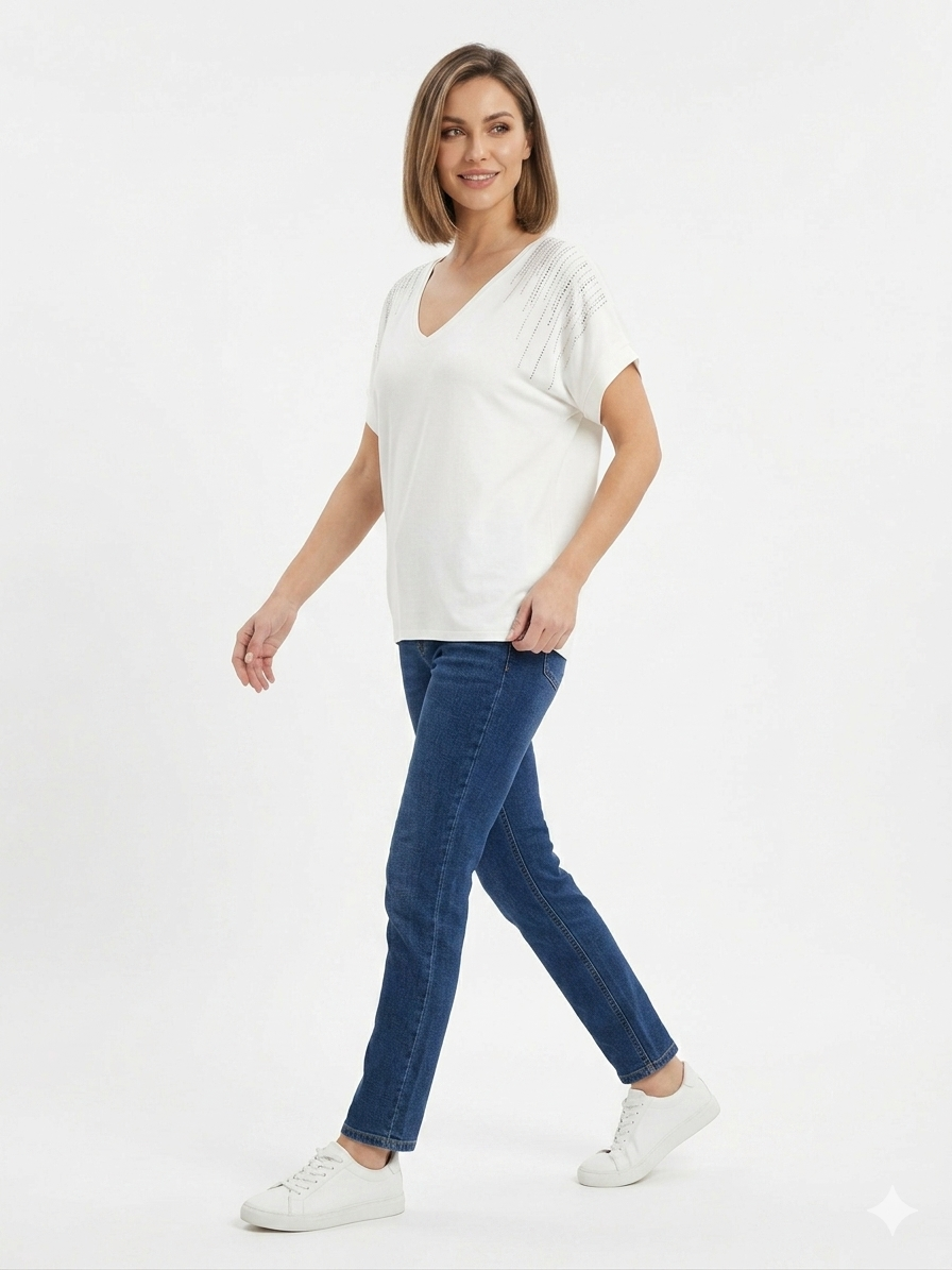 84956 ITALY TAŞLI T-SHIRT BEYAZ