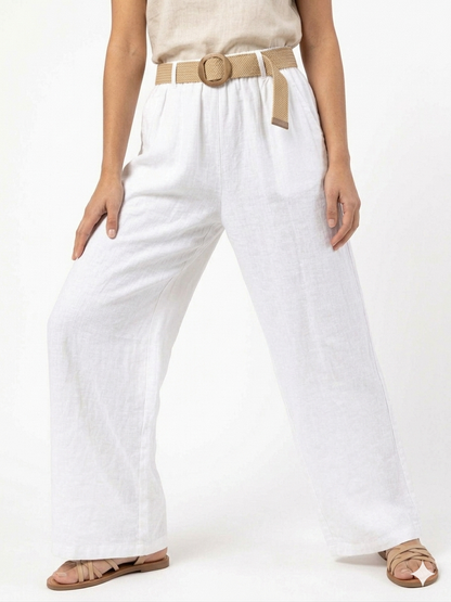 93989 ITALY HASIR KEMERLİ KETEN PANTOLON
