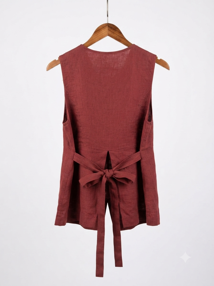 88732 ITALY DÜZ KETEN BLUZ BORDO