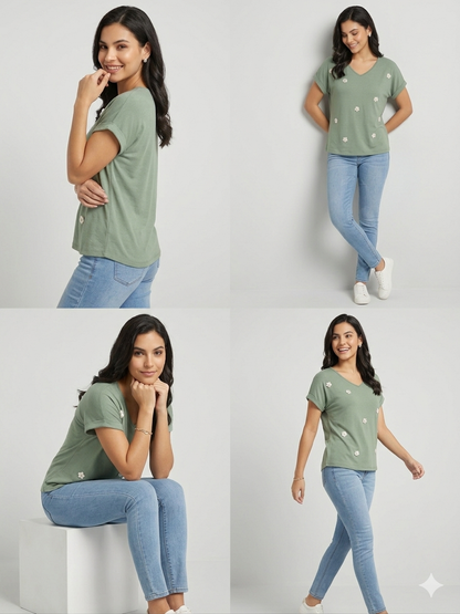 84680 ITALY ÇİÇEKLİ T-SHIRT