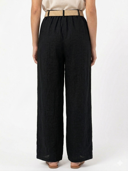 93989 ITALY HASIR KEMERLİ KETEN PANTOLON