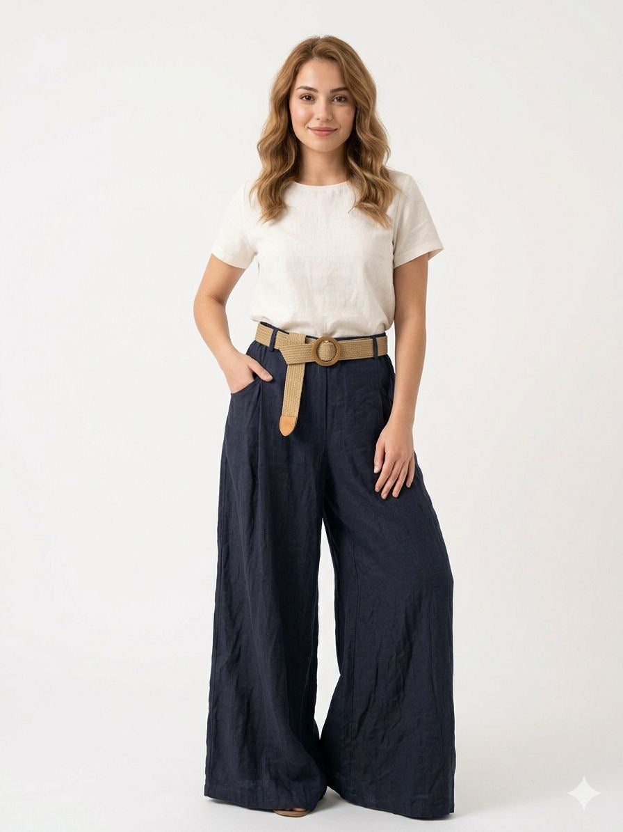 93236 ITALY KETEN PANTOLON LACİVERT