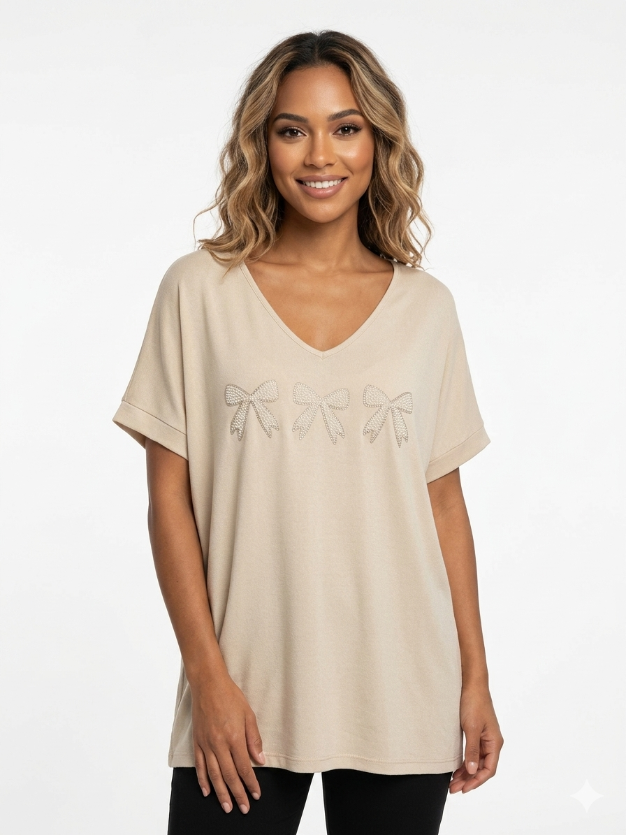 84956 ITALY FİYONKLU T-SHIRT BEJ
