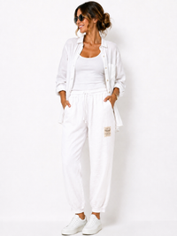 93798 ITALY KETEN RAHAT PANTOLON BEYAZ