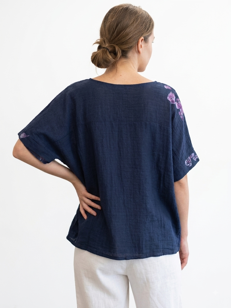 90186 BÜYÜK BEDEN T-SHIRT LACİVERT