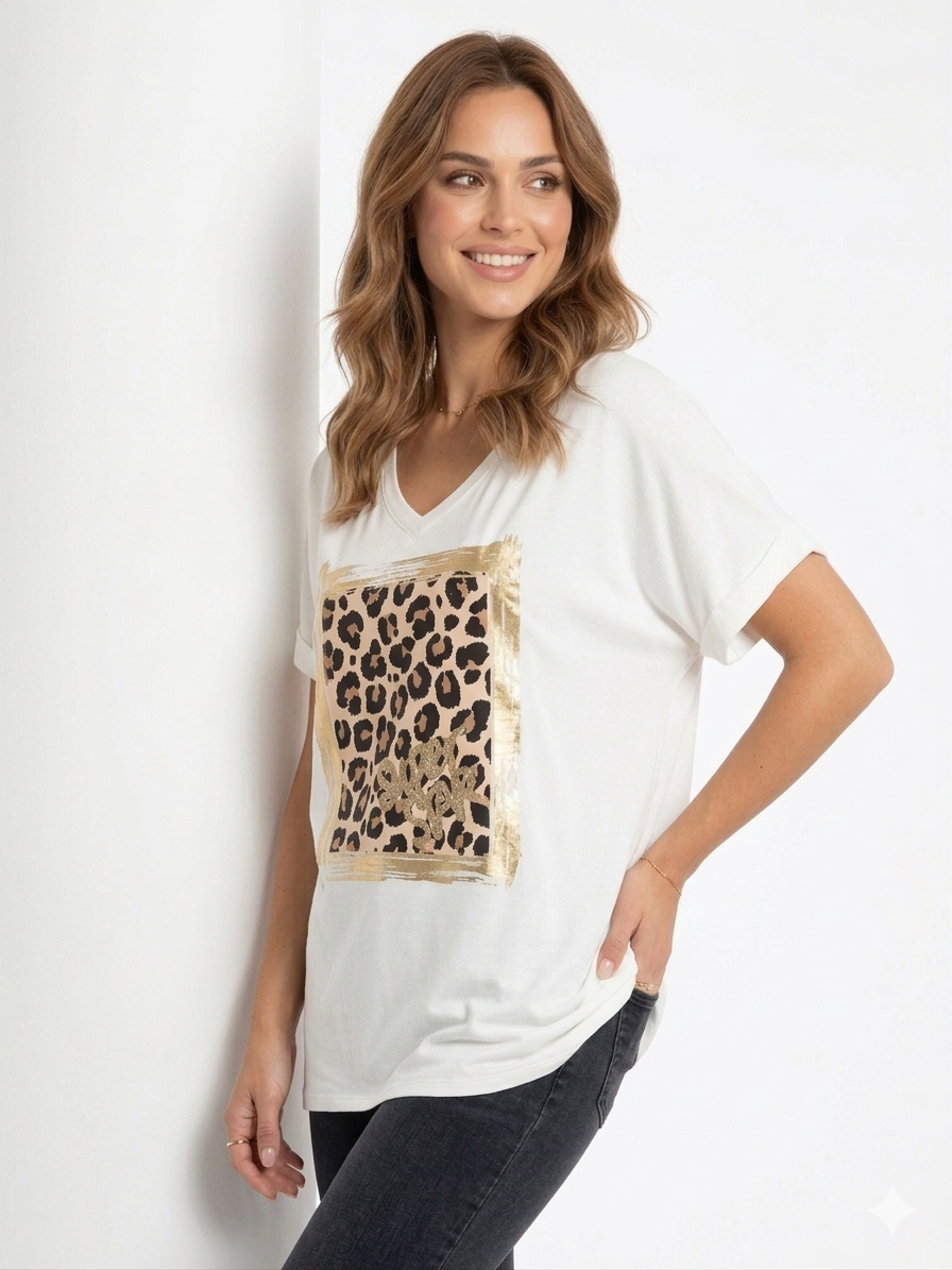 85526 ITALY LEOPAR DESEN T-SHIRT