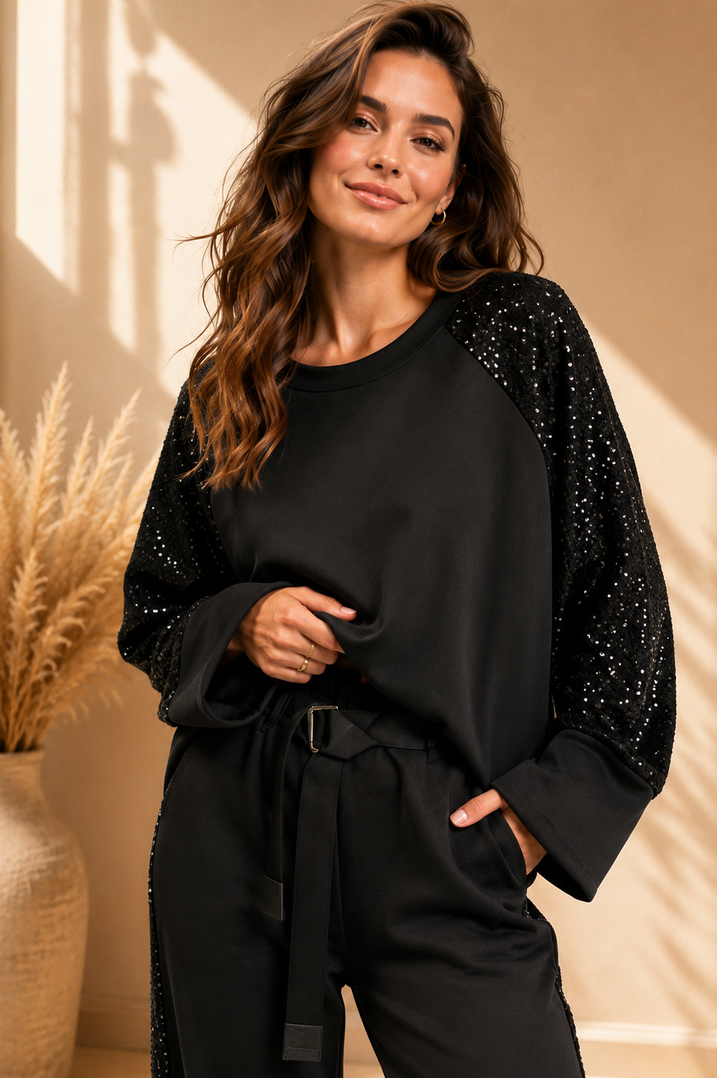 92173 ITALY OYSHO KUMAŞ PULLU TAKIM SİYAH
