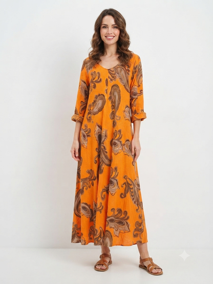 88671 ITALY KETEN ŞAL DESEN ELBİSE
