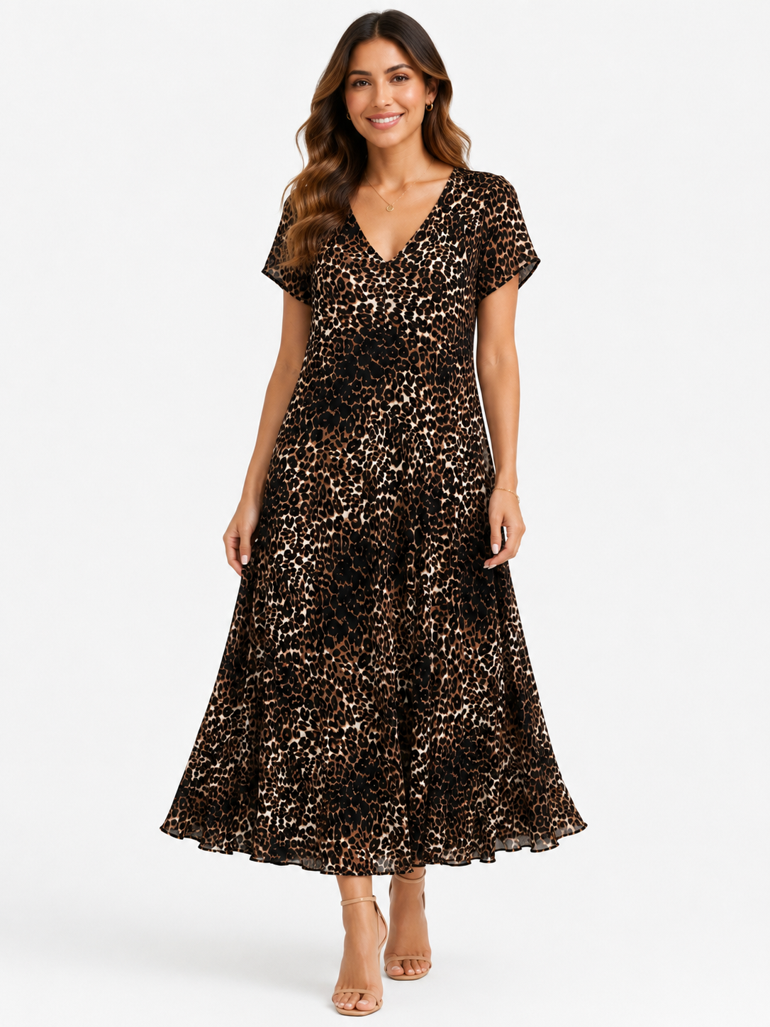 93873 RENKLİ ELBİSELER LEOPAR DESEN