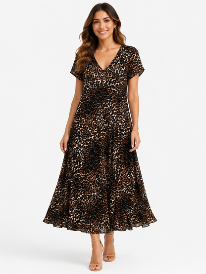 93873 RENKLİ ELBİSELER LEOPAR DESEN