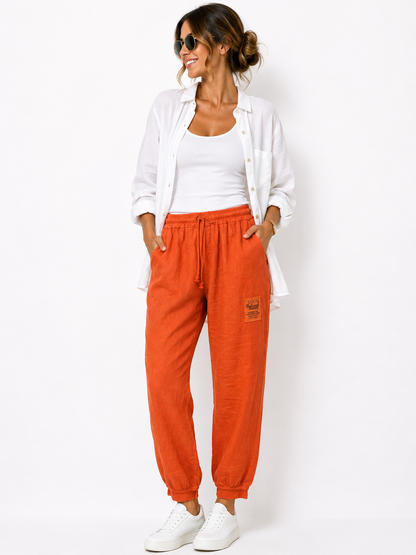 93798 ITALY KETEN RAHAT PANTOLON TURUNCU