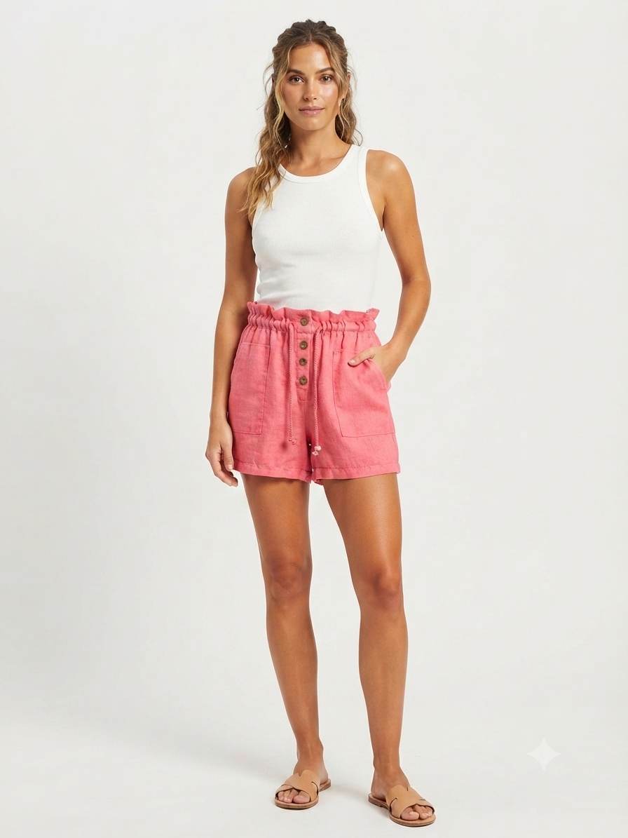 85410 ITALY KETEN ŞORT PEMBE