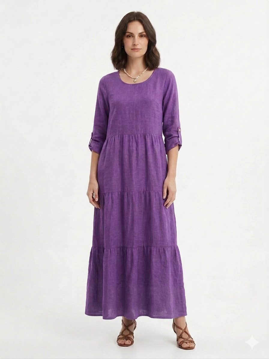 84949 ITALY KETEN ELBİSE MOR