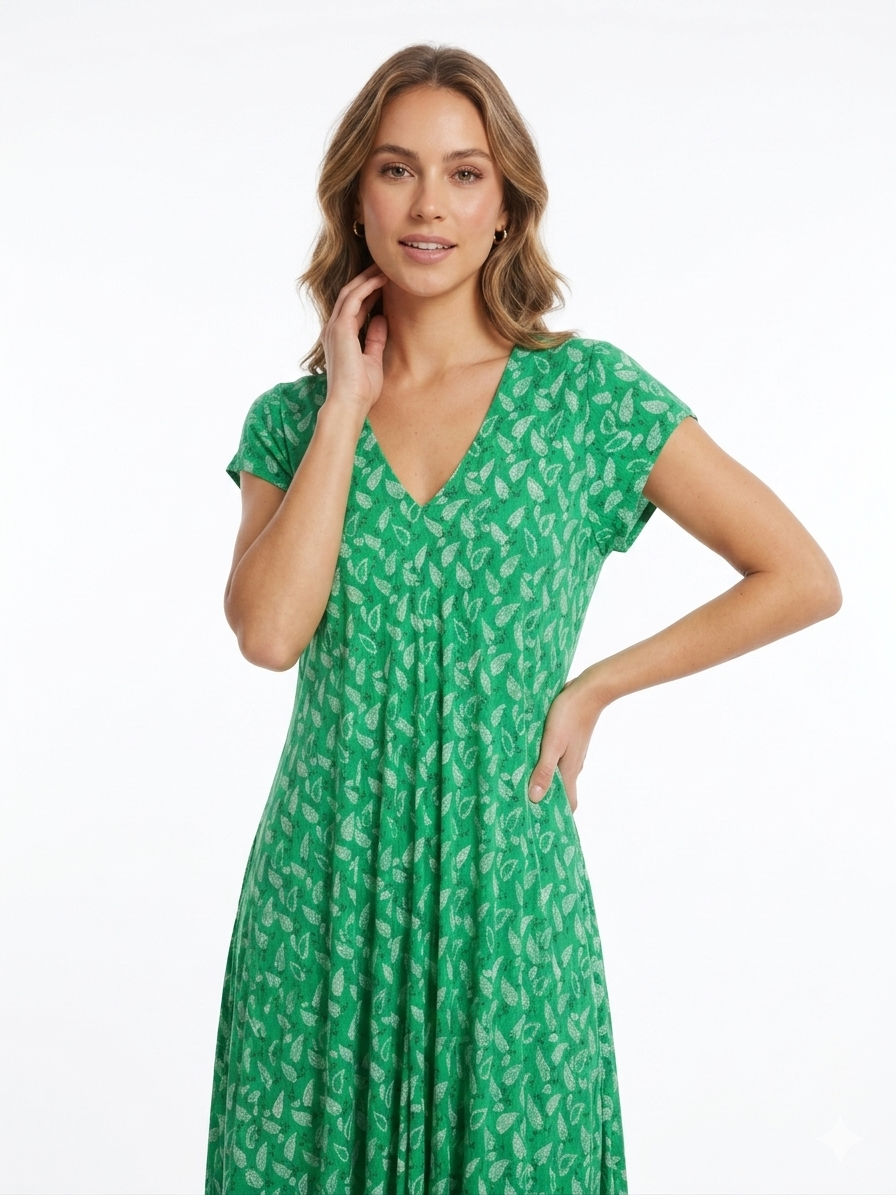 80385 YAPTAK DESEN KISA ELBİSE