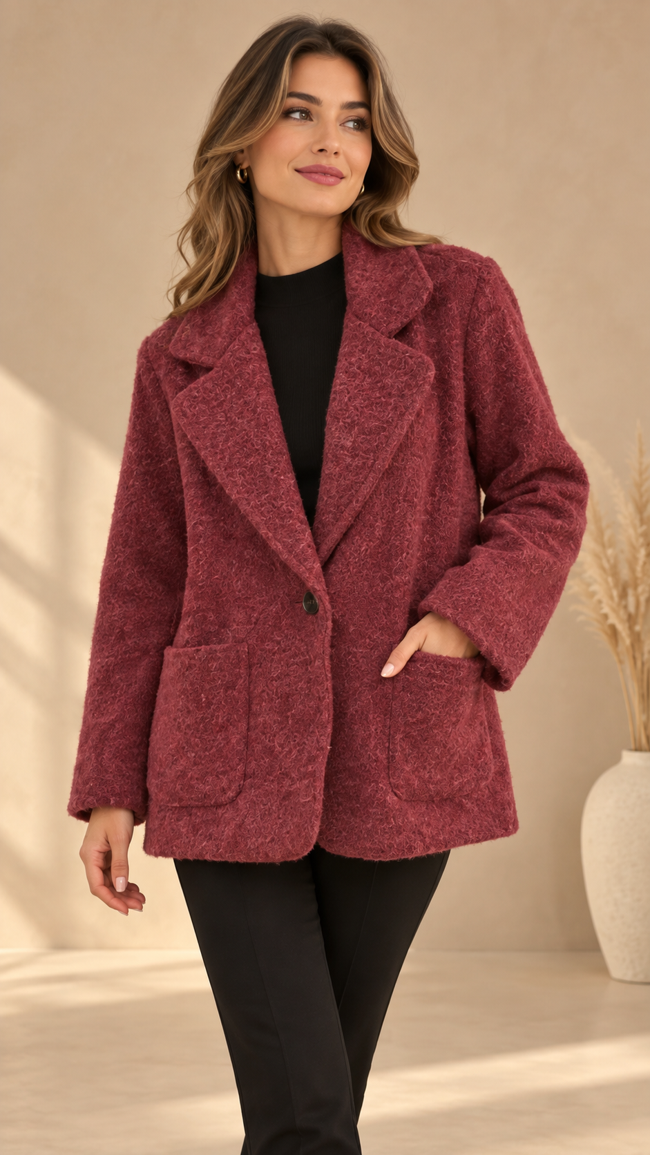 92739 İTALYAN KEÇE CEKET BORDO