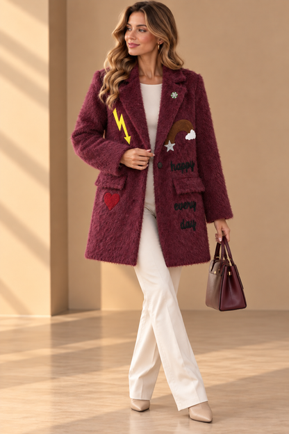 92180 İTALYAN DESENLİ KEÇE KABAN BORDO